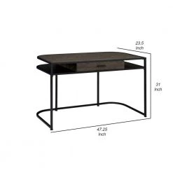 47.25 in. W Rectangular Brown and Black Wooden Writing Desk with 1-Drawer and 2-Compartments by Benjara -Cheap Benjara Store brown and black benjara writing desks bm242023 44 1000