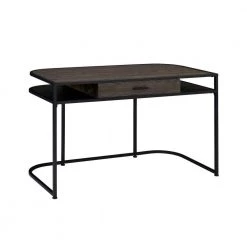 47.25 in. W Rectangular Brown and Black Wooden Writing Desk with 1-Drawer and 2-Compartments by Benjara