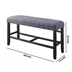 Brown and Blue Rectangular Fabric Counter Height Bench with Padded Seat 25 in. H x 14 in. W x 48 in. L by Benjara -Cheap Benjara Store brown and blue benjara bedroom benches bm225972 44 1000