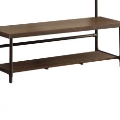 Industrial Inspired Brown and Bronze Hall Tree with Built in Bench by Benjara -Cheap Benjara Store brown and bronze benjara hall trees bm160141 1f 1000