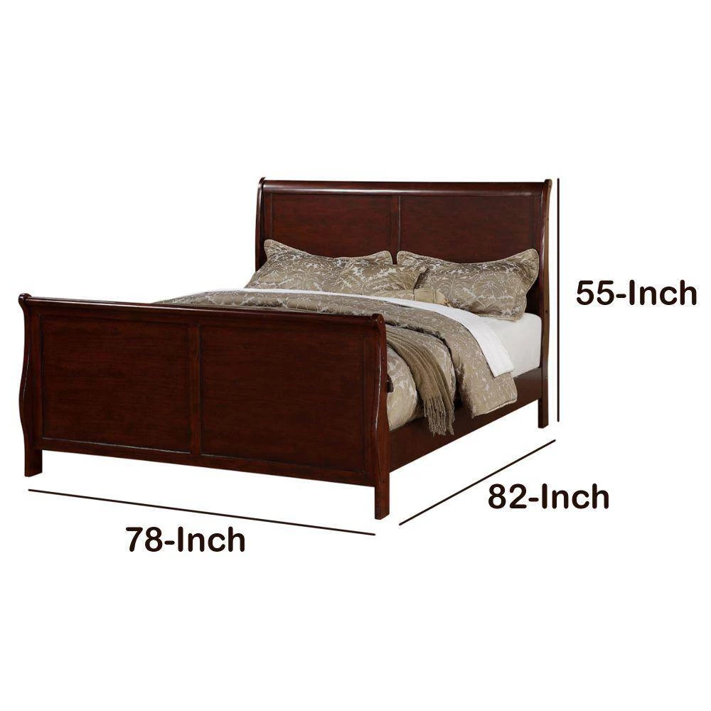 Clean and Convenient Cherry King Wooden Bed by Benjara 6 Clean and Convenient Cherry King Wooden Bed by Benjara - Image 6