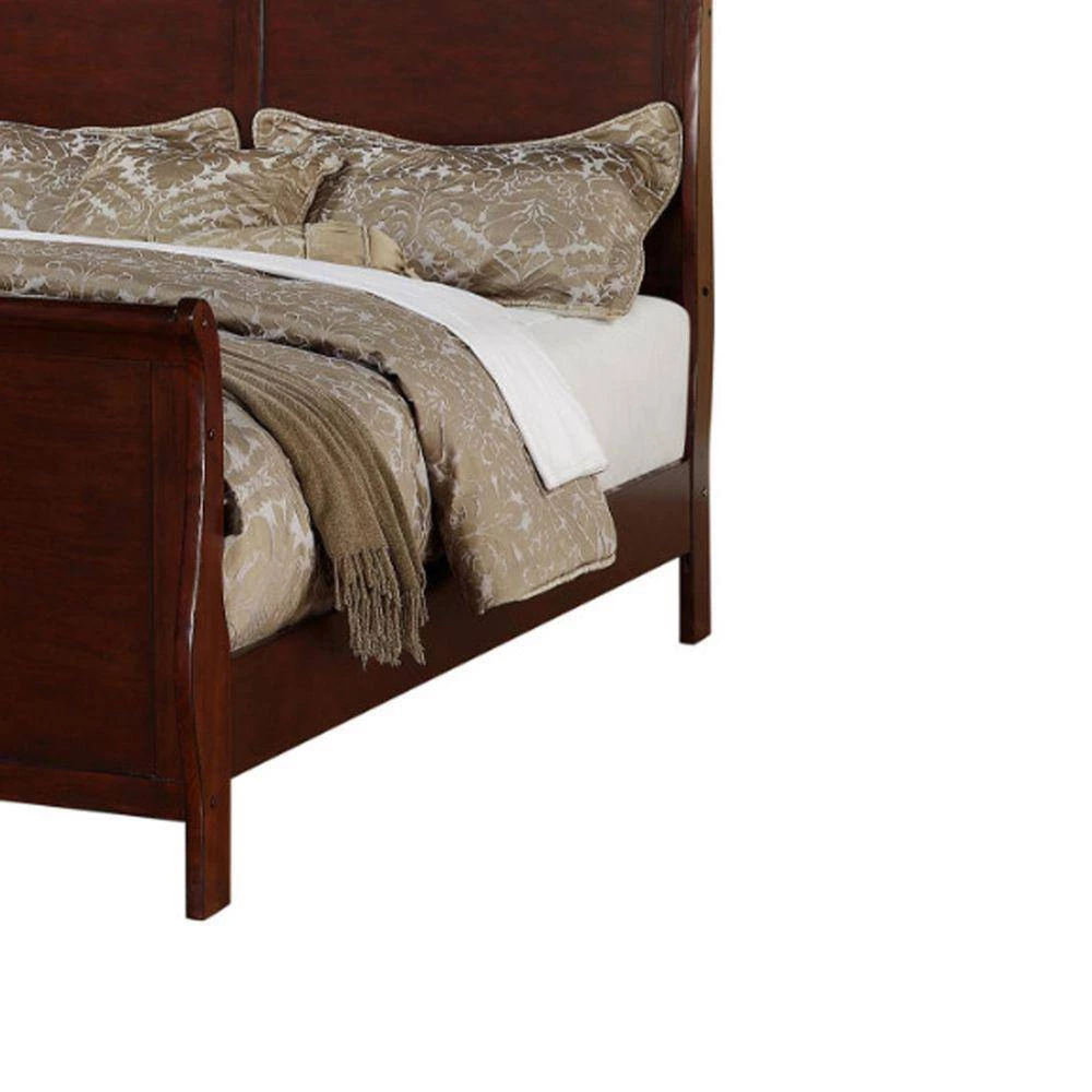 Clean and Convenient Cherry King Wooden Bed by Benjara 4 Clean and Convenient Cherry King Wooden Bed by Benjara - Image 4