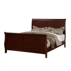 Clean and Convenient Cherry King Wooden Bed by Benjara
