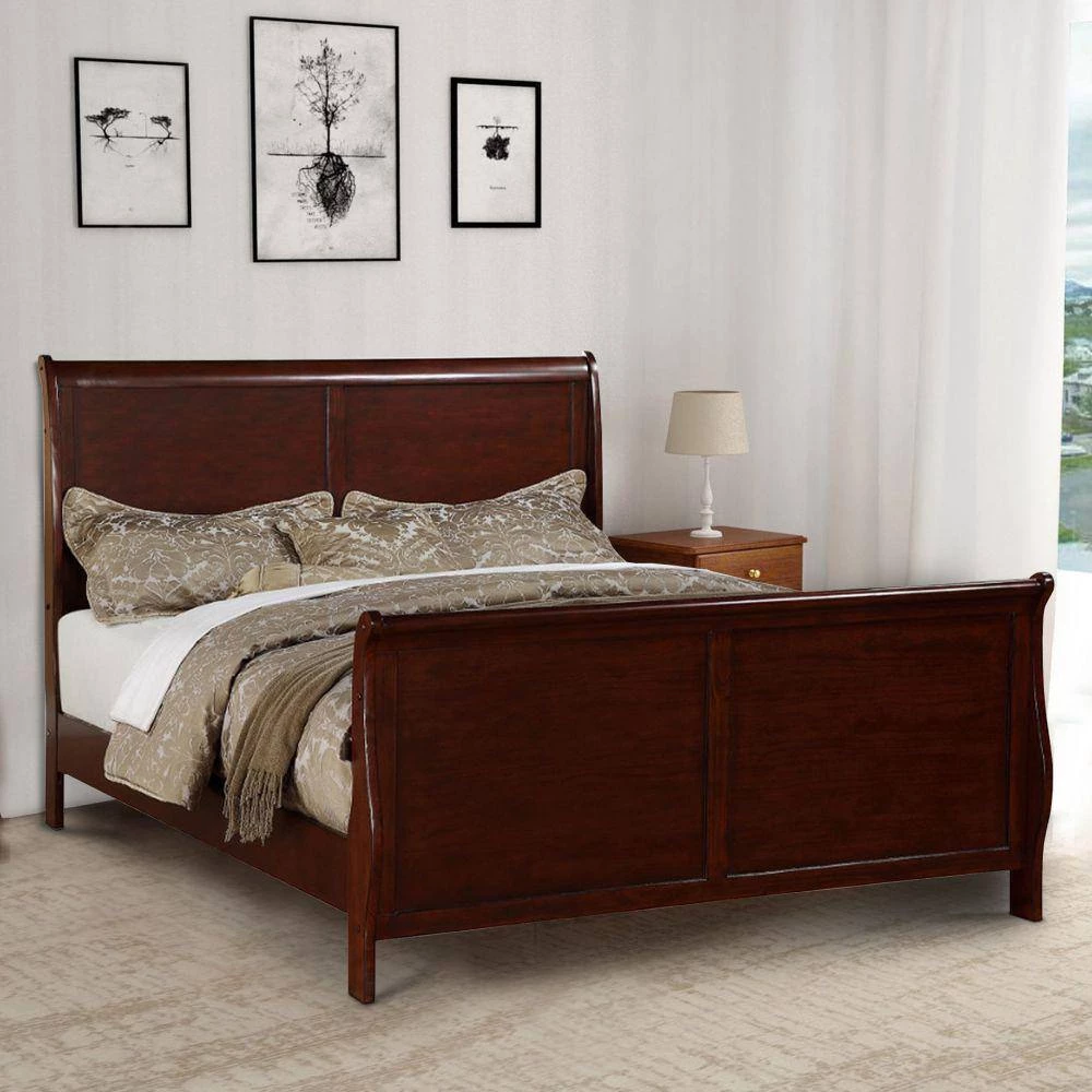 Clean and Convenient Cherry King Wooden Bed by Benjara 7 Clean and Convenient Cherry King Wooden Bed by Benjara - Image 7