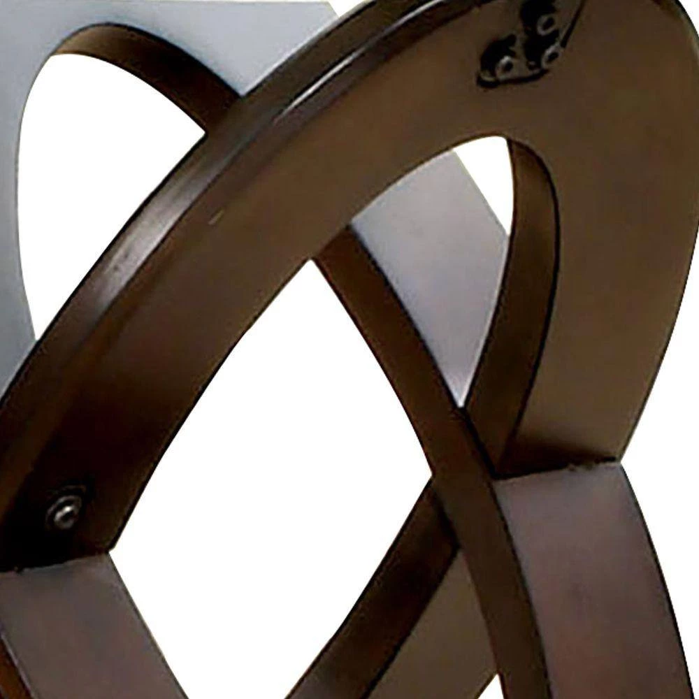 26 in. W Brown and Clear Cross Oval Base End Table with Round Glass Top by Benjara 4 26 in. W Brown and Clear Cross Oval Base End Table with Round Glass Top by Benjara - Image 4