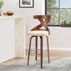44 in. Brown and Cream Swivel Barstool with Curved Wooden x Back by Benjara 15 44 in. Brown and Cream Swivel Barstool with Curved Wooden x Back by Benjara -Cheap Benjara Store brown and cream benjara bar stools bm270001 31 1000