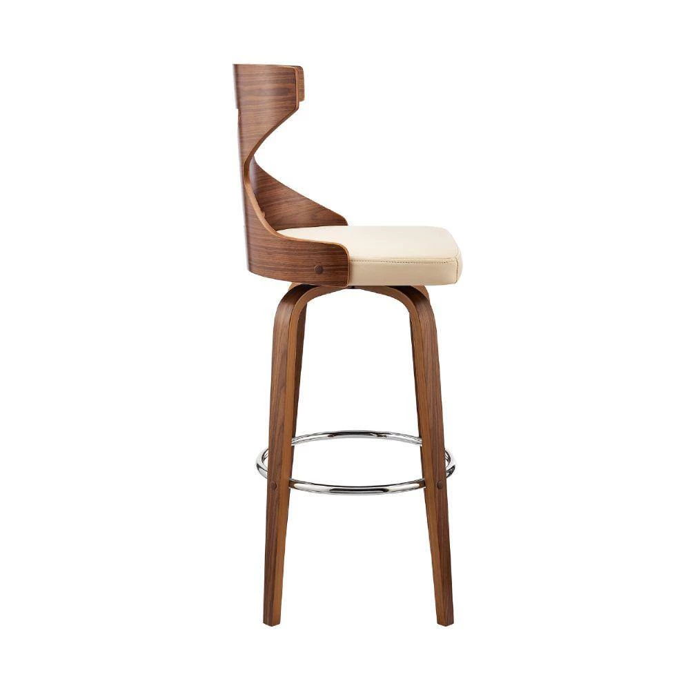 44 in. Brown and Cream Swivel Barstool with Curved Wooden x Back by Benjara 5 44 in. Brown and Cream Swivel Barstool with Curved Wooden x Back by Benjara - Image 5