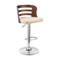 44 in. Brown and Cream Metal Framed Adjustable Barstool with Curved Open Wooden Back by Benjara -Cheap Benjara Store brown and cream benjara bar stools bm270021 31 1000