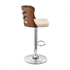 44 in. Brown and Cream Metal Framed Adjustable Barstool with Curved Open Wooden Back by Benjara -Cheap Benjara Store brown and cream benjara bar stools bm270021 4f 1000