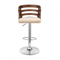 44 in. Brown and Cream Metal Framed Adjustable Barstool with Curved Open Wooden Back by Benjara -Cheap Benjara Store brown and cream benjara bar stools bm270021 c3 1000
