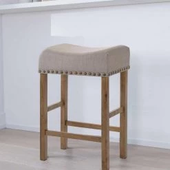 26 in. H Brown and Gray Fabric Upholstered Wooden Counter Height Stool (Set of 2) by Benjara -Cheap Benjara Store brown and gray benjara bar stools bm204368 31 1000