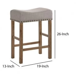 26 in. H Brown and Gray Fabric Upholstered Wooden Counter Height Stool (Set of 2) by Benjara -Cheap Benjara Store brown and gray benjara bar stools bm204368 44 1000