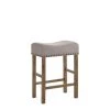 26 in. H Brown and Gray Fabric Upholstered Wooden Counter Height Stool (Set of 2) by Benjara