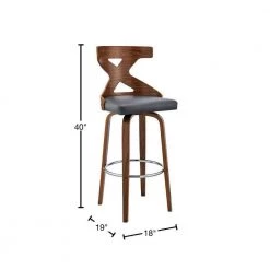 40 in. Brown and Gray Swivel Barstool with Curved Wooden x Back by Benjara -Cheap Benjara Store brown and gray benjara bar stools bm270000 40 1000