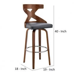 40 in. Brown and Gray Swivel Barstool with Curved Wooden x Back by Benjara -Cheap Benjara Store brown and gray benjara bar stools bm270000 44 1000