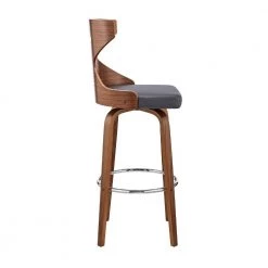 40 in. Brown and Gray Swivel Barstool with Curved Wooden x Back by Benjara -Cheap Benjara Store brown and gray benjara bar stools bm270000 4f 1000