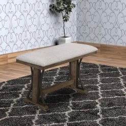 25 in. Brown and Gray Counter Height Fabric Upholstered Bench with Trestle Base by Benjara 11 25 in. Brown and Gray Counter Height Fabric Upholstered Bench with Trestle Base by Benjara -Cheap Benjara Store brown and gray benjara bedroom benches bm215472 31 1000
