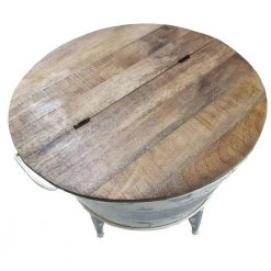 26 in. Distressed Brown/Gray Medium Round Wood Coffee Table with Lift Top by Benjara -Cheap Benjara Store brown and gray benjara coffee tables bm193783 1f 1000