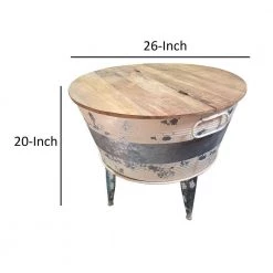 26 in. Distressed Brown/Gray Medium Round Wood Coffee Table with Lift Top by Benjara -Cheap Benjara Store brown and gray benjara coffee tables bm193783 44 1000