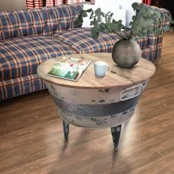 26 in. Distressed Brown/Gray Medium Round Wood Coffee Table with Lift Top by Benjara -Cheap Benjara Store brown and gray benjara coffee tables bm193783 fa 1000