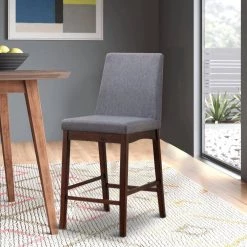 41 in. H Gray and Brown Fabric Padded Counter Height Wooden Chair (Set of 2) by Benjara -Cheap Benjara Store brown and gray benjara dining chairs bm131262 31 1000