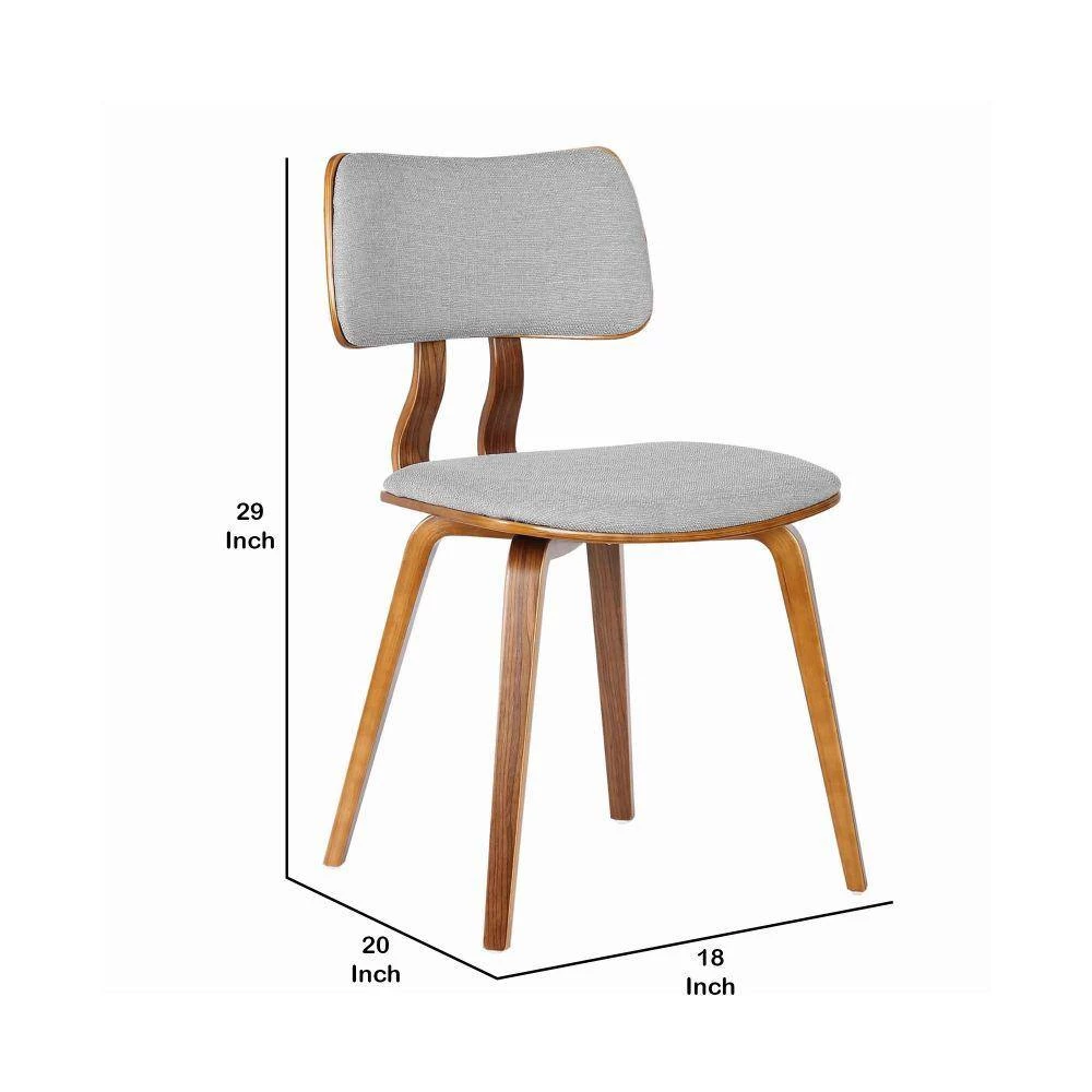 Brown and Gray Fabric Upholstered Split Curved Back Wooden Dining Chair by Benjara 5 Brown and Gray Fabric Upholstered Split Curved Back Wooden Dining Chair by Benjara - Image 5