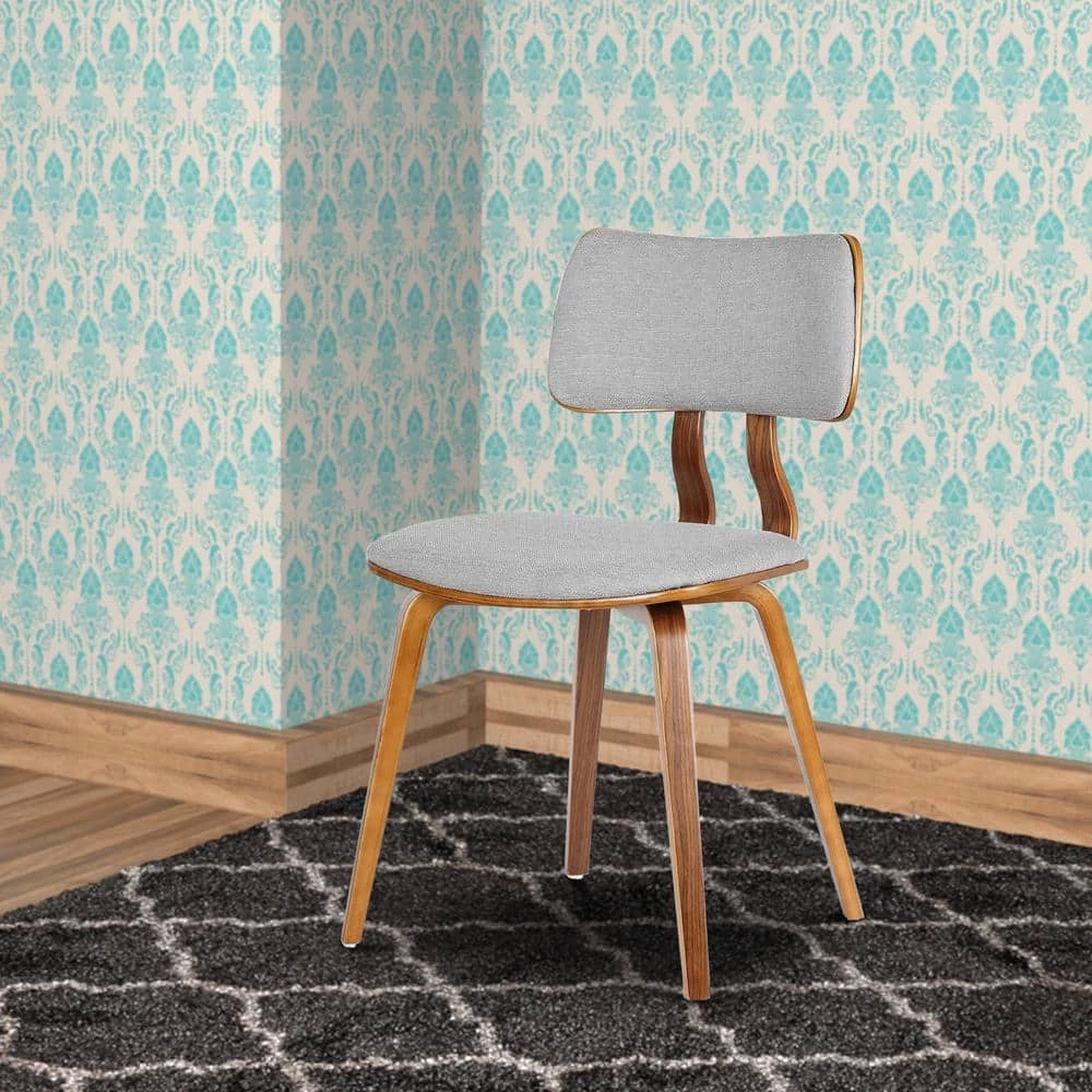 Brown and Gray Fabric Upholstered Split Curved Back Wooden Dining Chair by Benjara 6 Brown and Gray Fabric Upholstered Split Curved Back Wooden Dining Chair by Benjara - Image 6