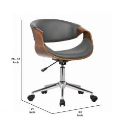 Brown and Gray Curved Faux Leather Wooden Frame Adjustable Office Chair by Benjara 12 Brown and Gray Curved Faux Leather Wooden Frame Adjustable Office Chair by Benjara -Cheap Benjara Store brown and gray benjara executive chairs bm155773 44 1000