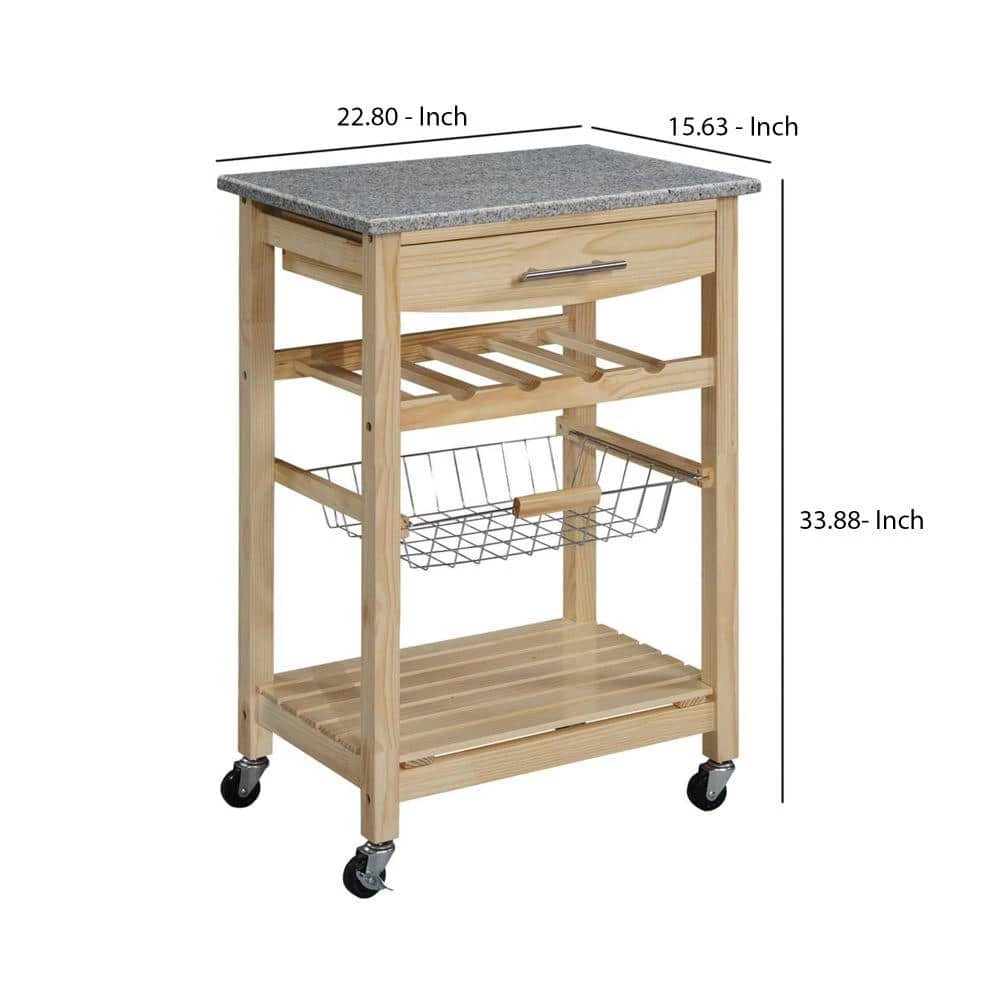 Brown and Gray Granite Inlaid Kitchen Island with Spacious Storage by Benjara 6 Brown and Gray Granite Inlaid Kitchen Island with Spacious Storage by Benjara - Image 6