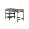 23.86 in. W x 28.98 in. H Brown and Gray Wooden and Metal Desk with 3-Drawers and 2-Side Shelves by Benjara