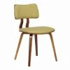 Brown and Green Fabric Upholstered Split Curved Back Wooden Dining Chair by Benjara