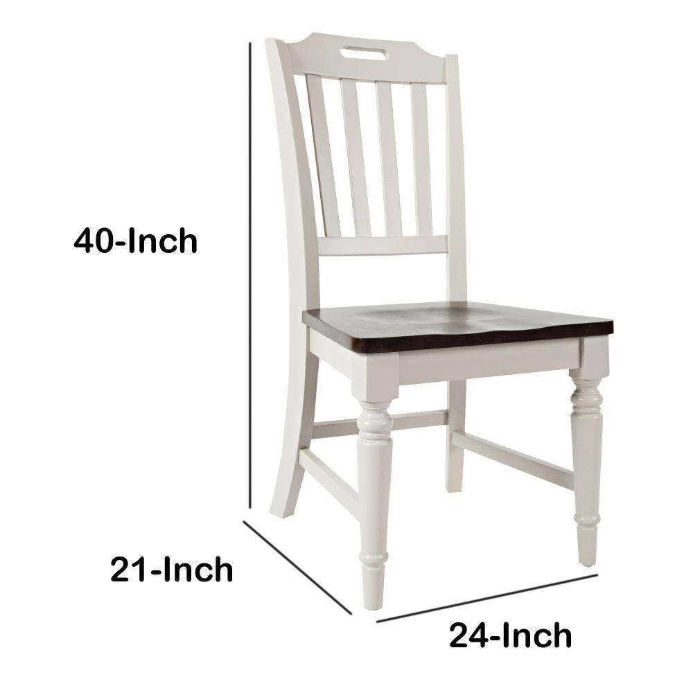 Brown And Light Gray Wooden Chair With Slat Back Design (Set Of 2) by Benjara 7 Brown And Light Gray Wooden Chair With Slat Back Design (Set Of 2) by Benjara - Image 7