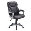 Brown and Silver Leatherette Office Chair with Adjustable Height and Casters by Benjara