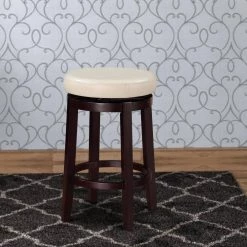 25.2 in. H Brown and White Fabric Upholstered Counter Stool with Slanted Legs by Benjara -Cheap Benjara Store brown and white benjara bar stools bm144158 31 1000