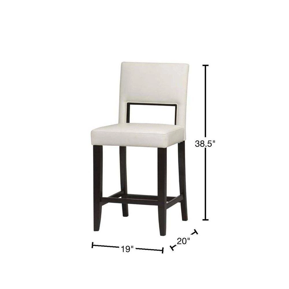 38.5 in. H Brown and White Wooden Counter Stool with Padded Seat and Backrest by Benjara 3 38.5 in. H Brown and White Wooden Counter Stool with Padded Seat and Backrest by Benjara - Image 3