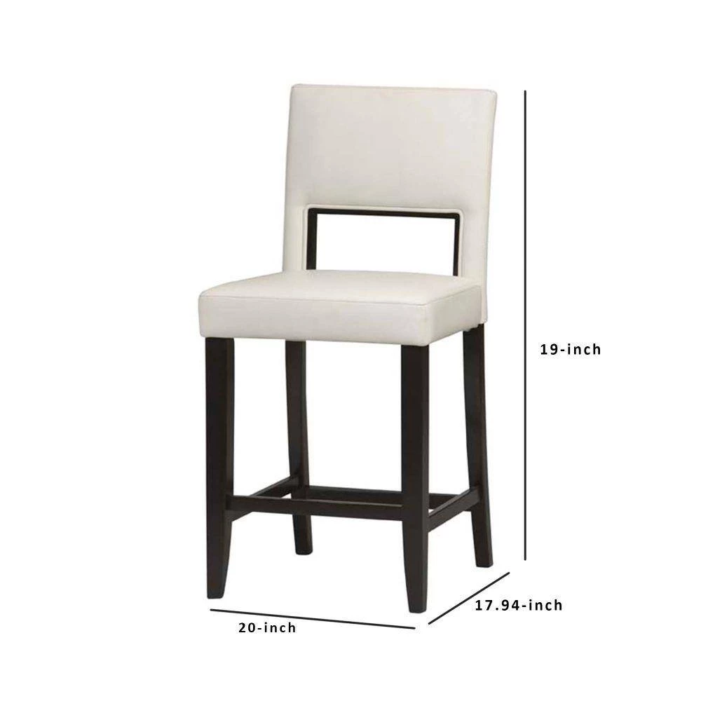 38.5 in. H Brown and White Wooden Counter Stool with Padded Seat and Backrest by Benjara 6 38.5 in. H Brown and White Wooden Counter Stool with Padded Seat and Backrest by Benjara - Image 6