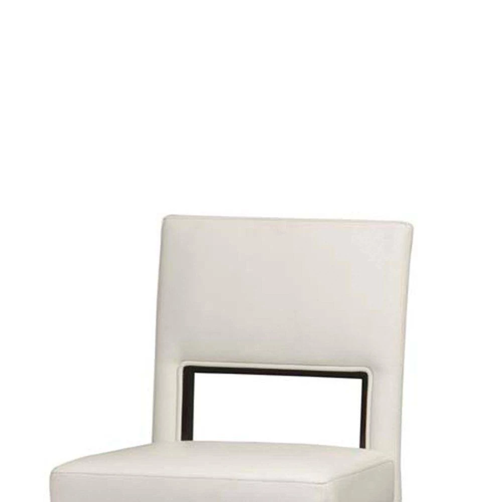 38.5 in. H Brown and White Wooden Counter Stool with Padded Seat and Backrest by Benjara 2 38.5 in. H Brown and White Wooden Counter Stool with Padded Seat and Backrest by Benjara - Image 2