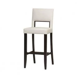 44 in. H Brown and White Wooden Bar Stool with Padded Seat and Backrest by Benjara