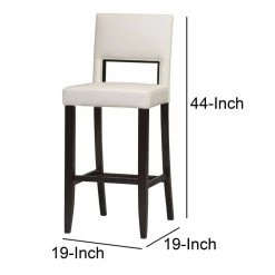 44 in. H Brown and White Wooden Bar Stool with Padded Seat and Backrest by Benjara -Cheap Benjara Store brown and white benjara bar stools bm16673 fa 1000
