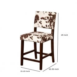 38.75 in. H Brown and White Wooden Counter Stool with Cow Print Upholstery by Benjara 12 38.75 in. H Brown and White Wooden Counter Stool with Cow Print Upholstery by Benjara -Cheap Benjara Store brown and white benjara bar stools bm16675 44 1000