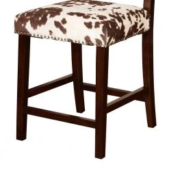 38.75 in. H Brown and White Wooden Counter Stool with Cow Print Upholstery by Benjara 10 38.75 in. H Brown and White Wooden Counter Stool with Cow Print Upholstery by Benjara -Cheap Benjara Store brown and white benjara bar stools bm16675 4f 1000