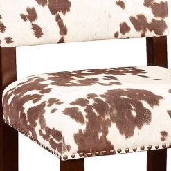 44.75 in. H Brown and White Wooden Bar Stool with Cow Print Upholstery by Benjara -Cheap Benjara Store brown and white benjara bar stools bm16677 1f 1000