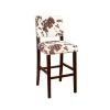 44.75 in. H Brown and White Wooden Bar Stool with Cow Print Upholstery by Benjara