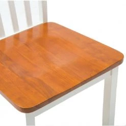 Brown and White Wooden Seat Dining Chair with Slatted Backrest (Set of 2) by Benjara -Cheap Benjara Store brown and white benjara dining chairs bm183360 4f 1000