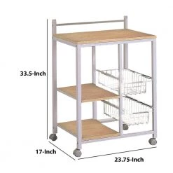 Brown and White Metal Kitchen Cart with 3-Shelves and 2-Storage Compartments by Benjara 10 Brown and White Metal Kitchen Cart with 3-Shelves and 2-Storage Compartments by Benjara -Cheap Benjara Store brown and white benjara kitchen carts bm69270 44 1000