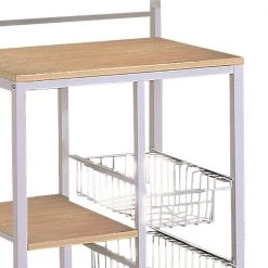 Brown and White Metal Kitchen Cart with 3-Shelves and 2-Storage Compartments by Benjara 8 Brown and White Metal Kitchen Cart with 3-Shelves and 2-Storage Compartments by Benjara -Cheap Benjara Store brown and white benjara kitchen carts bm69270 4f 1000