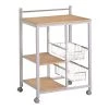 Brown and White Metal Kitchen Cart with 3-Shelves and 2-Storage Compartments by Benjara