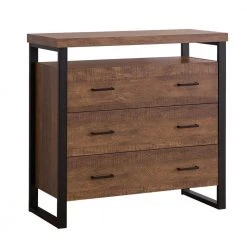 Brown Wooden Rectangular Accent Cabinet with 3-Drawers by Benjara