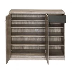 Brown Wooden Shoe Cabinet with 1-Cabinet and 4-Open Compartments by Benjara -Cheap Benjara Store brown benjara accent cabinets bm211128 4f 1000