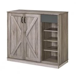 Brown Wooden Shoe Cabinet with 1-Cabinet and 4-Open Compartments by Benjara